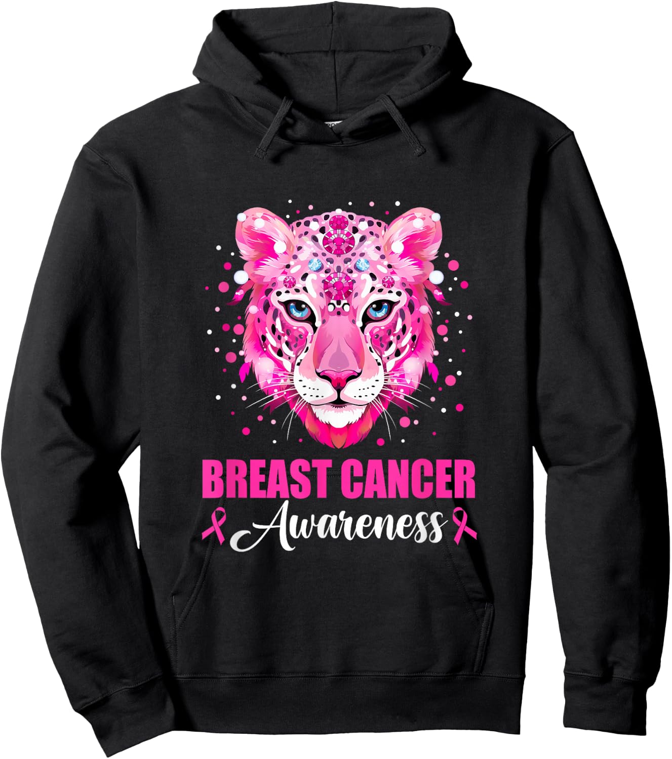 In October We Wear Pink Cute Little Lion Breast Cancer Women Hoodie - Hoodie | Black