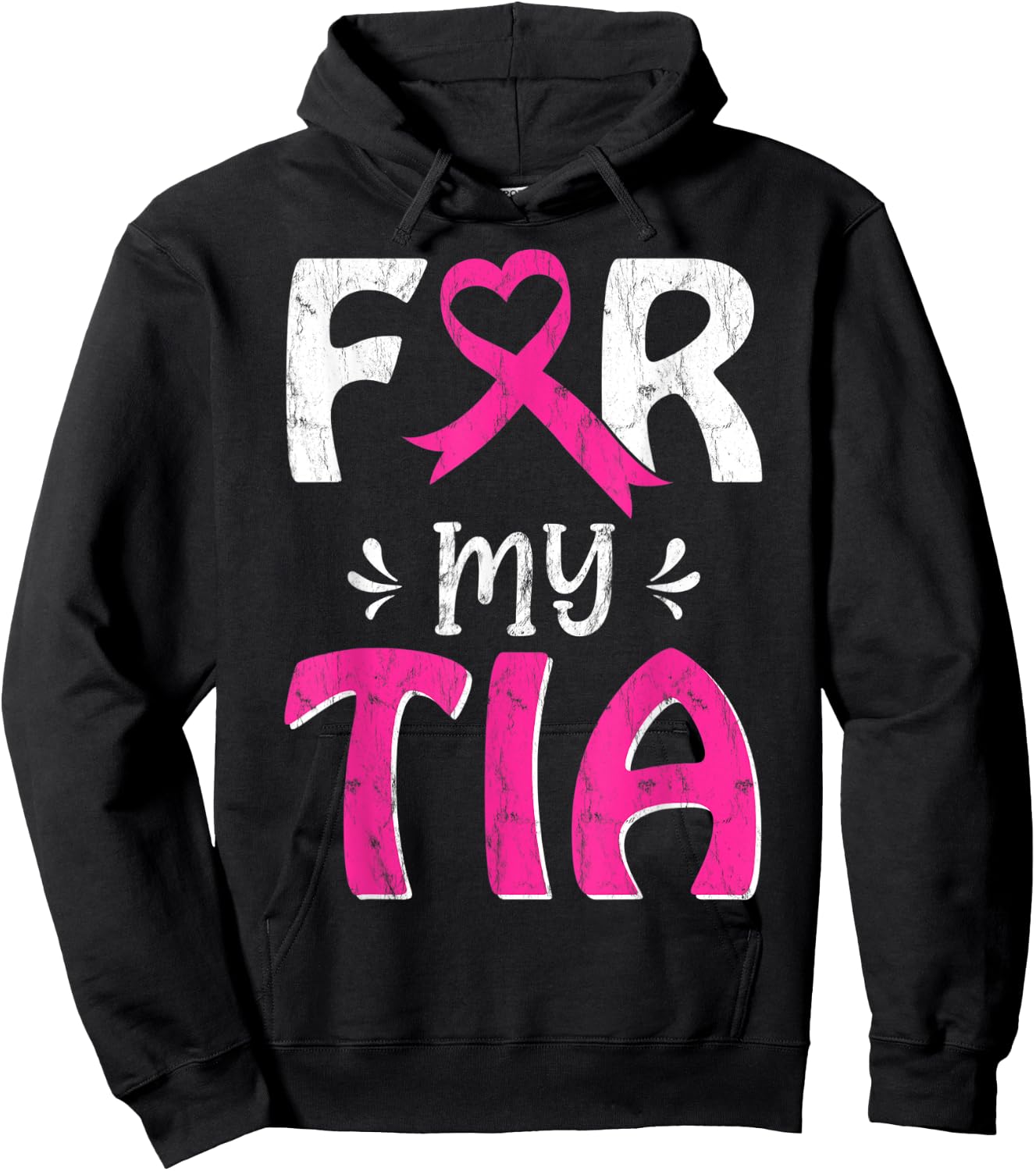 Pink Ribbon For My Tia October Breast Cancer Awareness Day Hoodie - Hoodie | Black