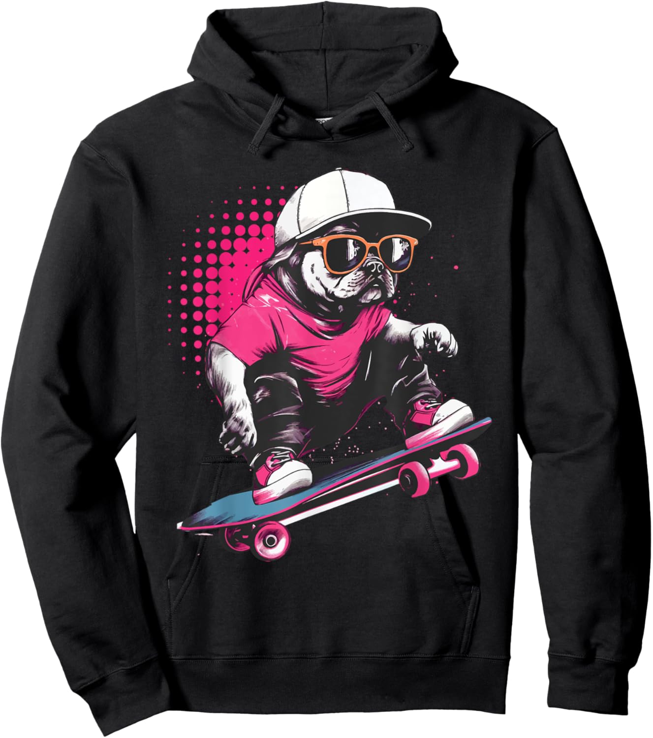 Pug Skater - Skaterboard Skateboarding Dog Lover Puppy Owner Hoodie - Hoodie | Black