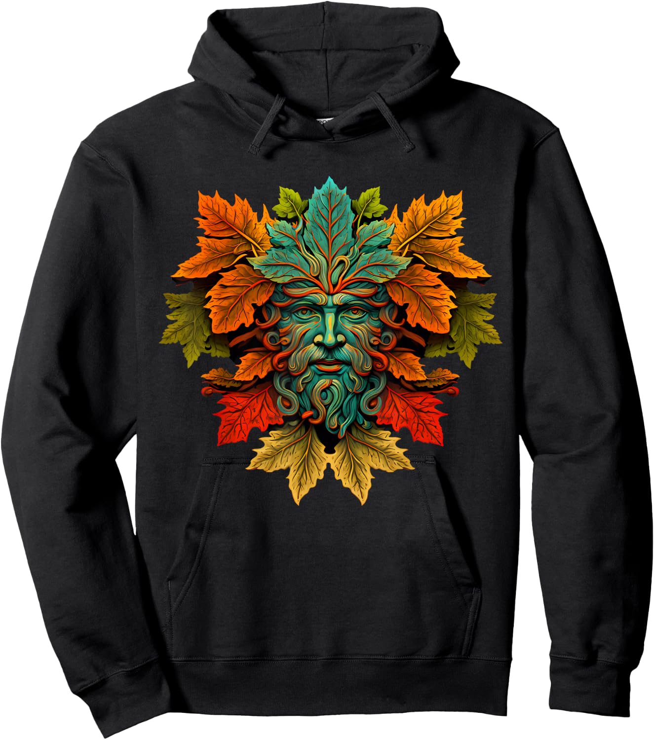 Traditional Pagan Celtic Greenman Hoodie - Hoodie | Black