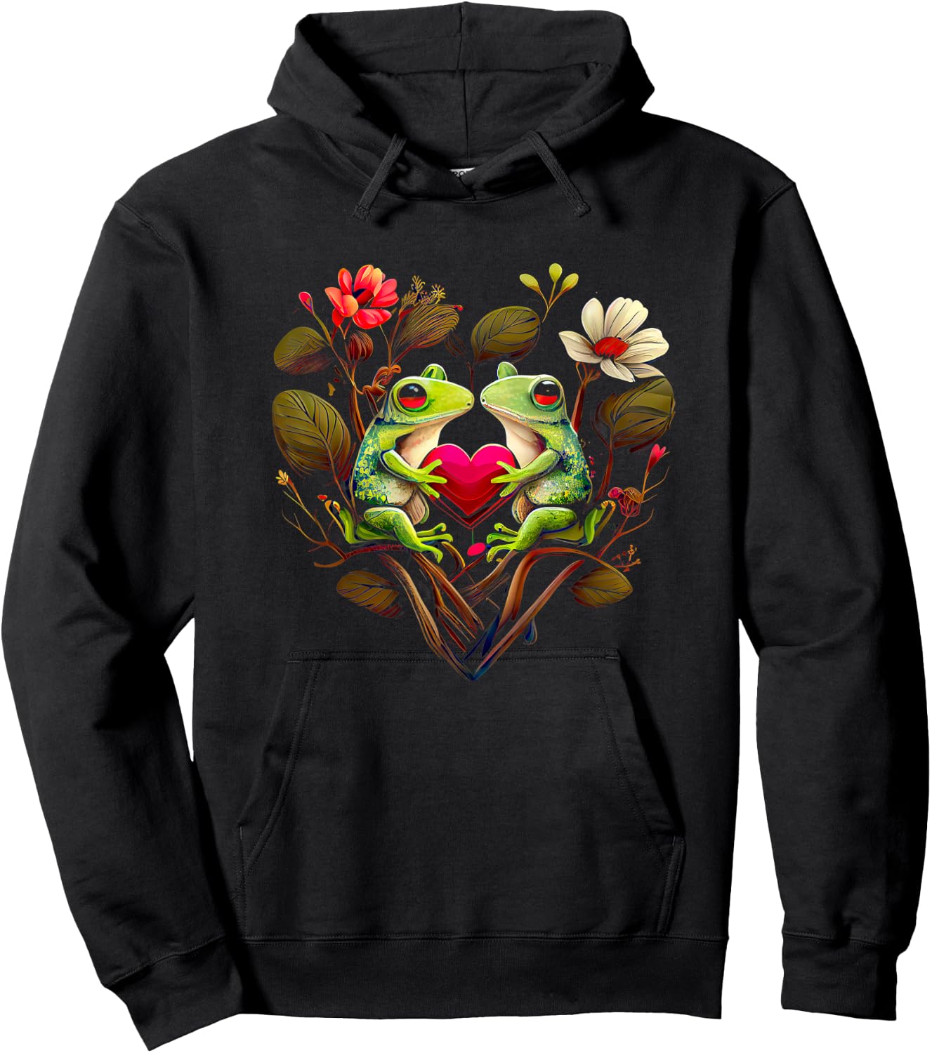 Heart-shaped Frog couple - Valentine's day Hoodie - Hoodie | Black