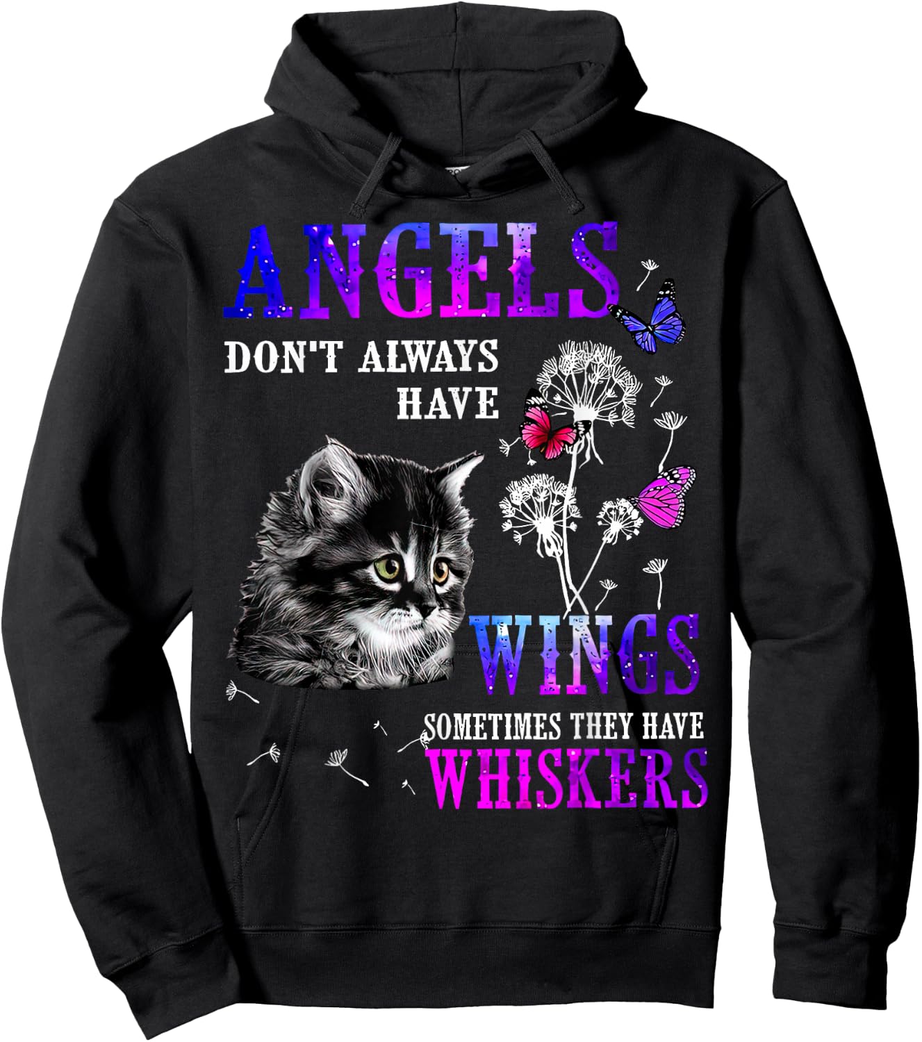 Angels Don’t Always Have Wings Sometimes They Have Whiskers Hoodie - Hoodie | Black