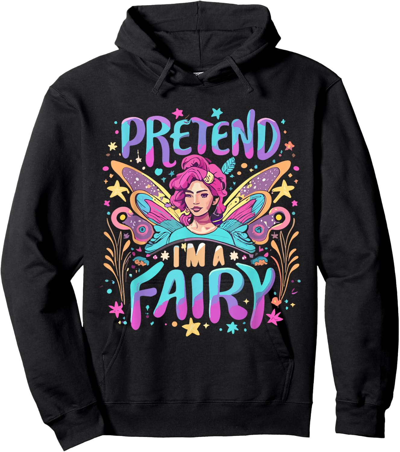 Pretend I'm A Fairy Funny Design - Pretend Im a Fairy kids Hoodie - Hoodie | Black
