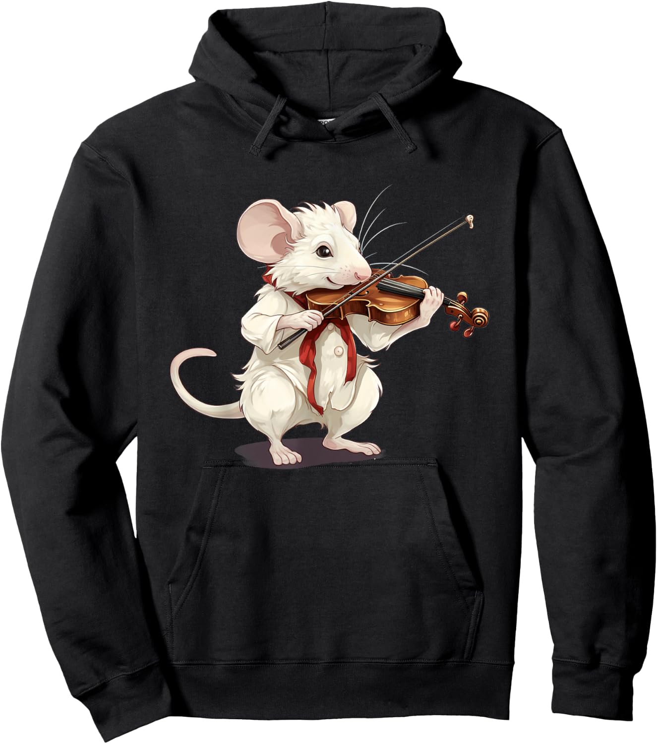 Happy classic Violin Music with white Rodent for Pets Lovers Hoodie - Hoodie | Black