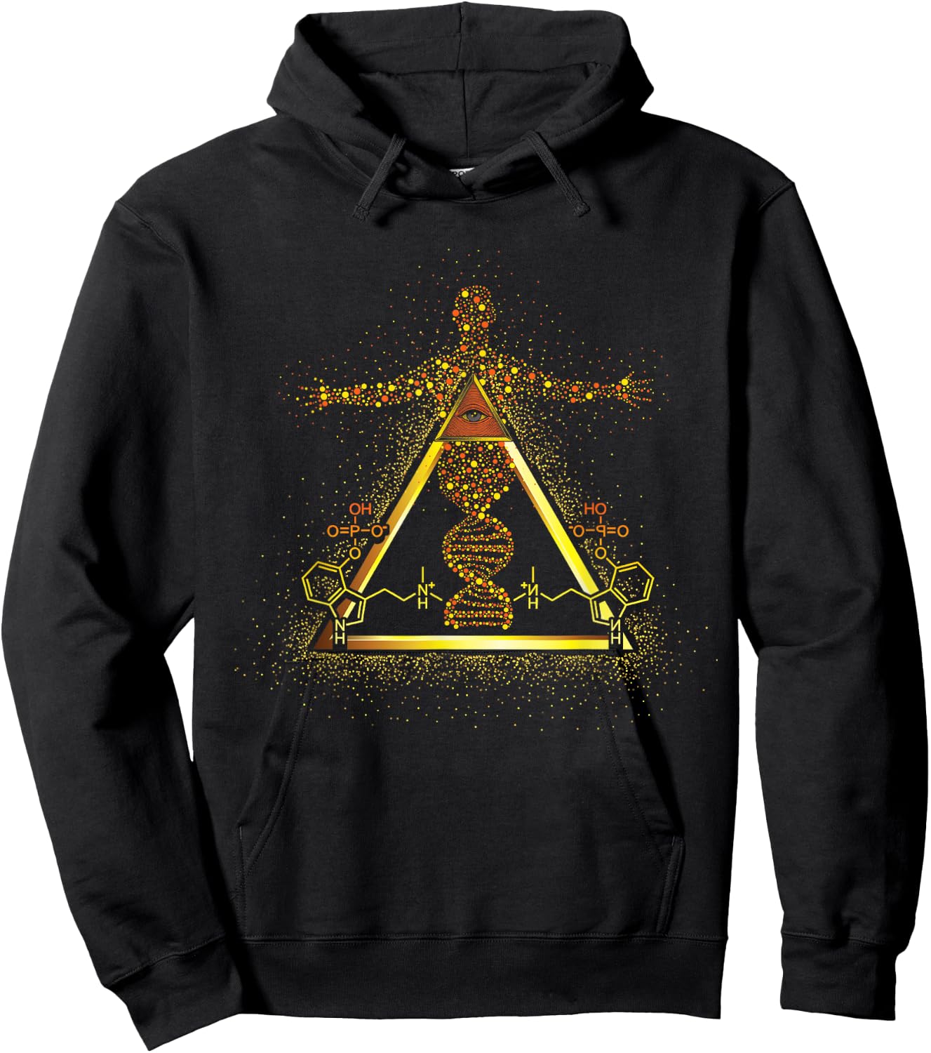 Kundalini Rising Psilocybin Molecule D.N.A. Psychedelic Rave Hoodie - Hoodie | Black