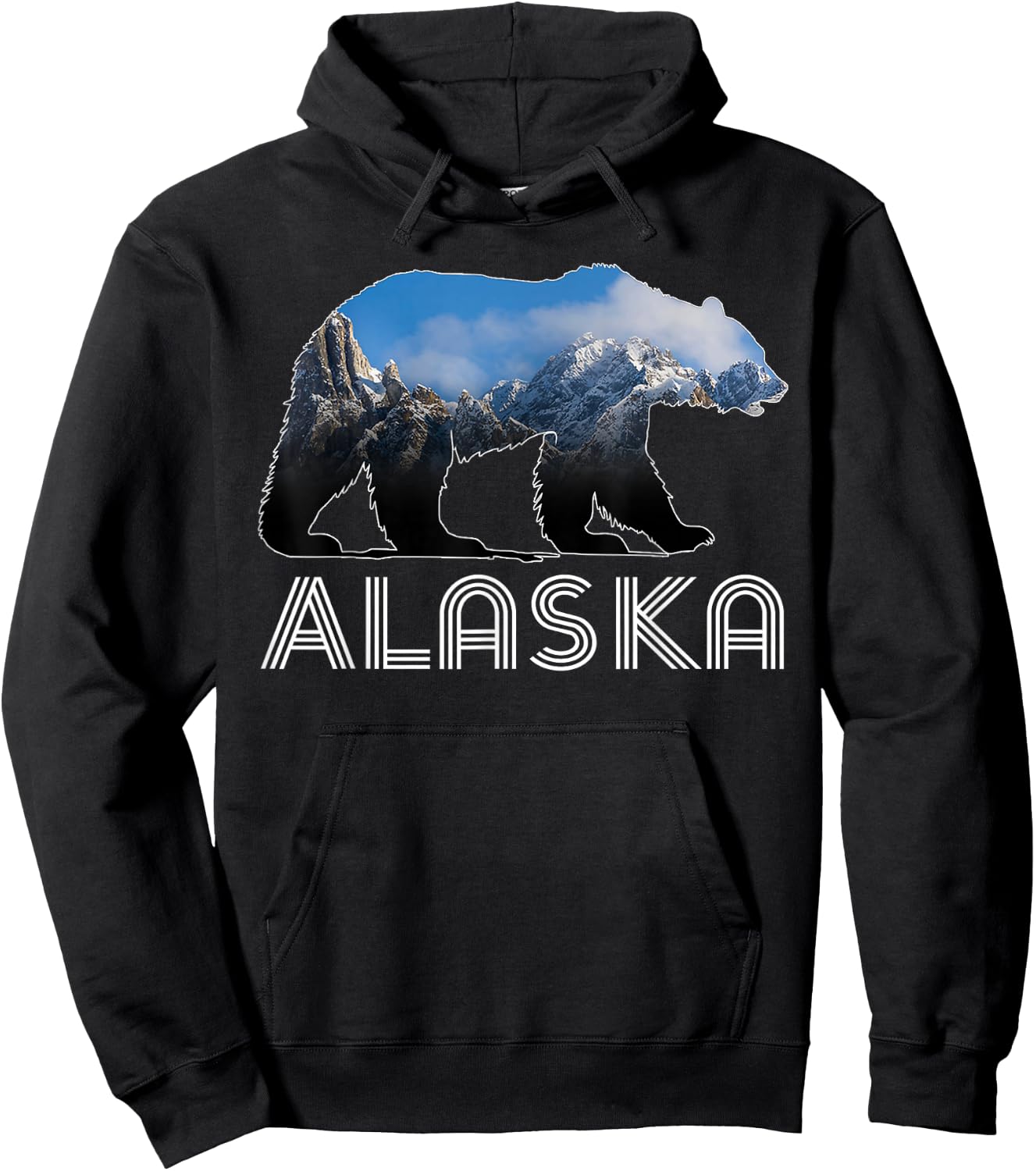 Alaskan Mountains Bear Grizzly Alaska State Souvenirs Hoodie - Hoodie | Black