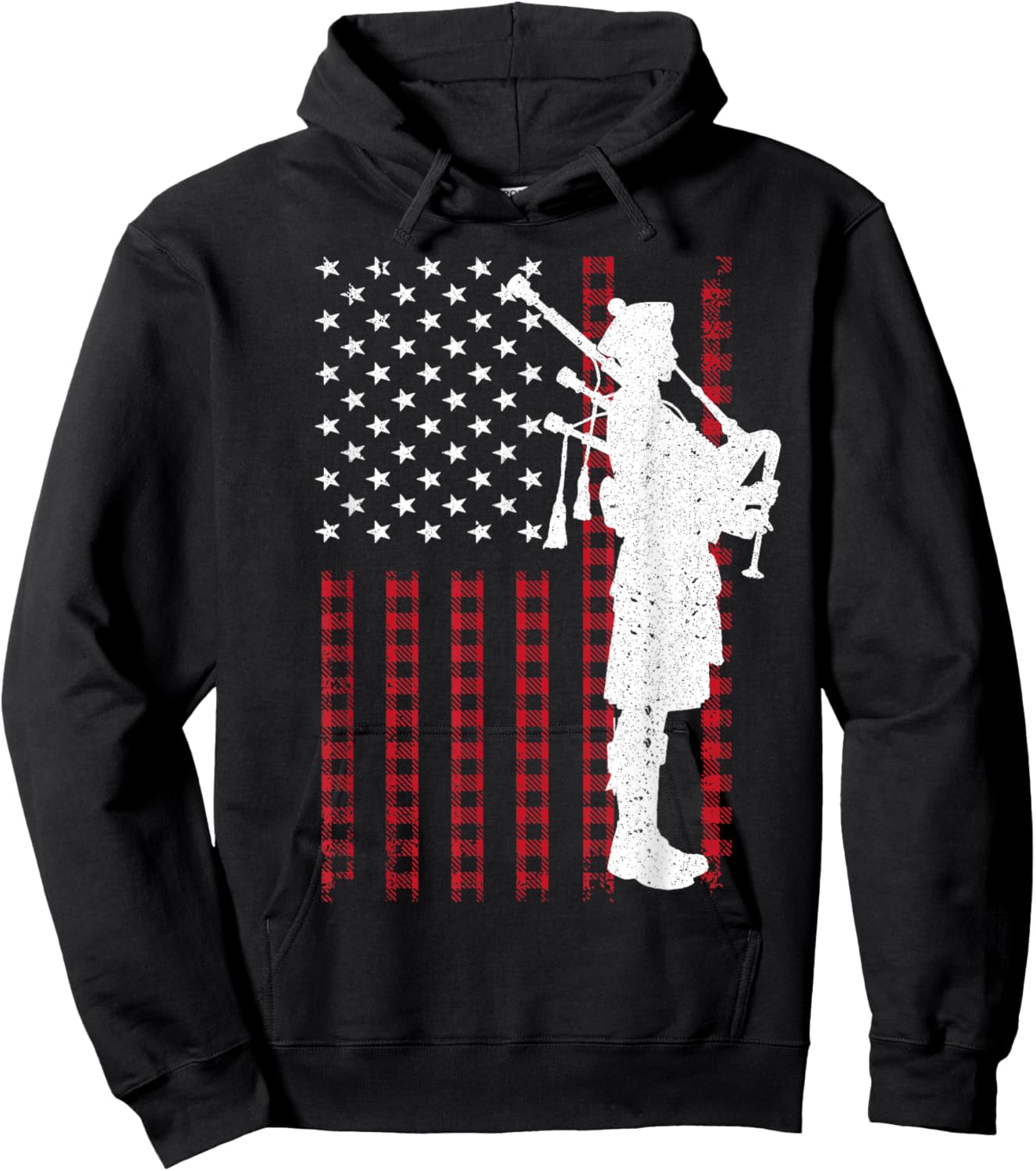 Cool US Flag Bagpiper Design Women Bagpipe Players Hoodie - Hoodie | Black