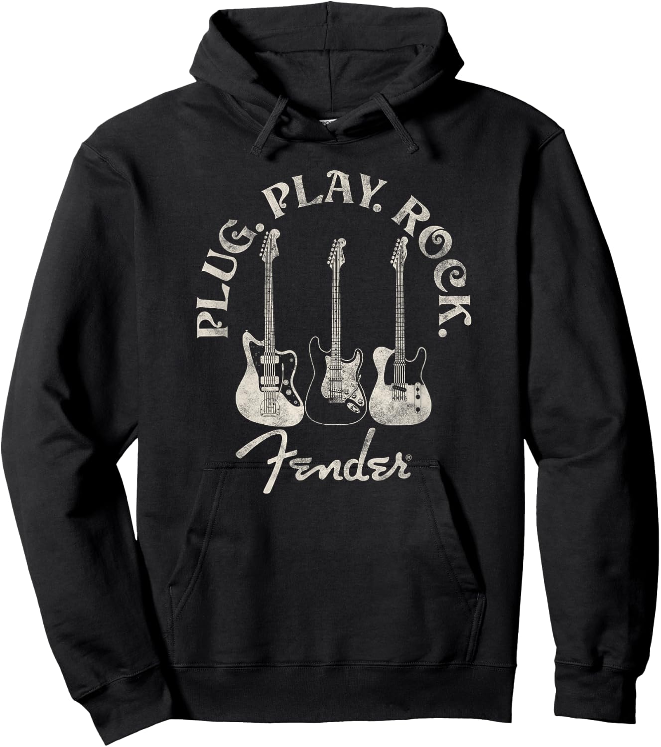 Fender Guitar Plug Play Rock Centered Hoodie - Hoodie | Black