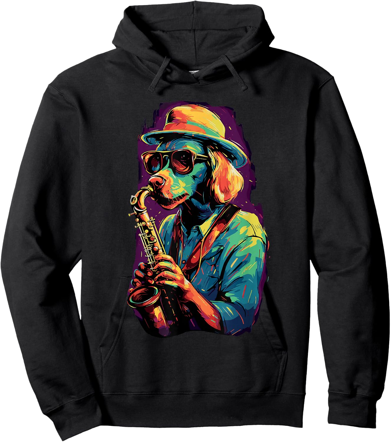 Dog With Saxophone Dog Playing Saxophone Hoodie - Hoodie | Black