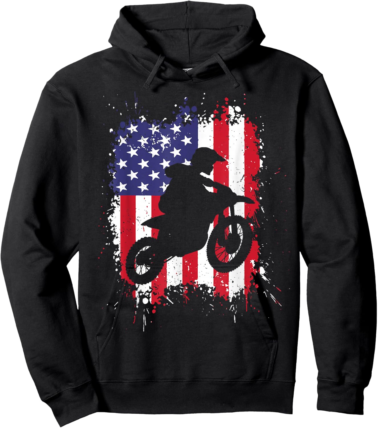 Best Dirt Bike Boys Dirtbike Racing US Flag Biker Hoodie - Hoodie | Black