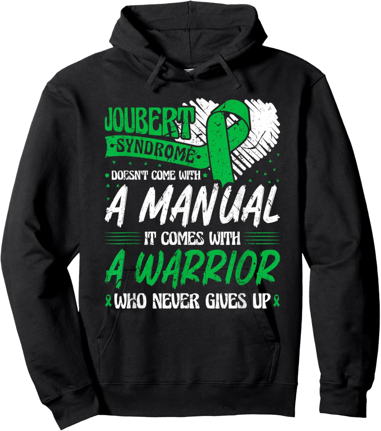 Joubert Syndrome Green Ribbon Awareness Warrior Hoodie - Hoodie | Black