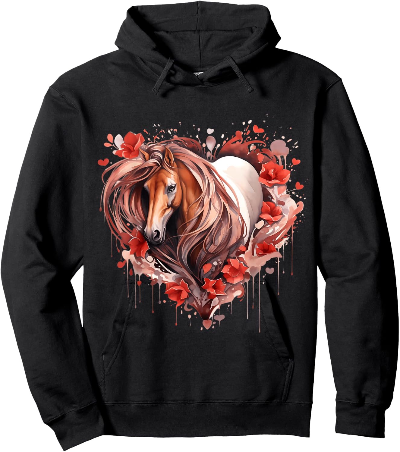 Heart With Horse Head For Horseback Riding Horse Hoodie - Hoodie | Black