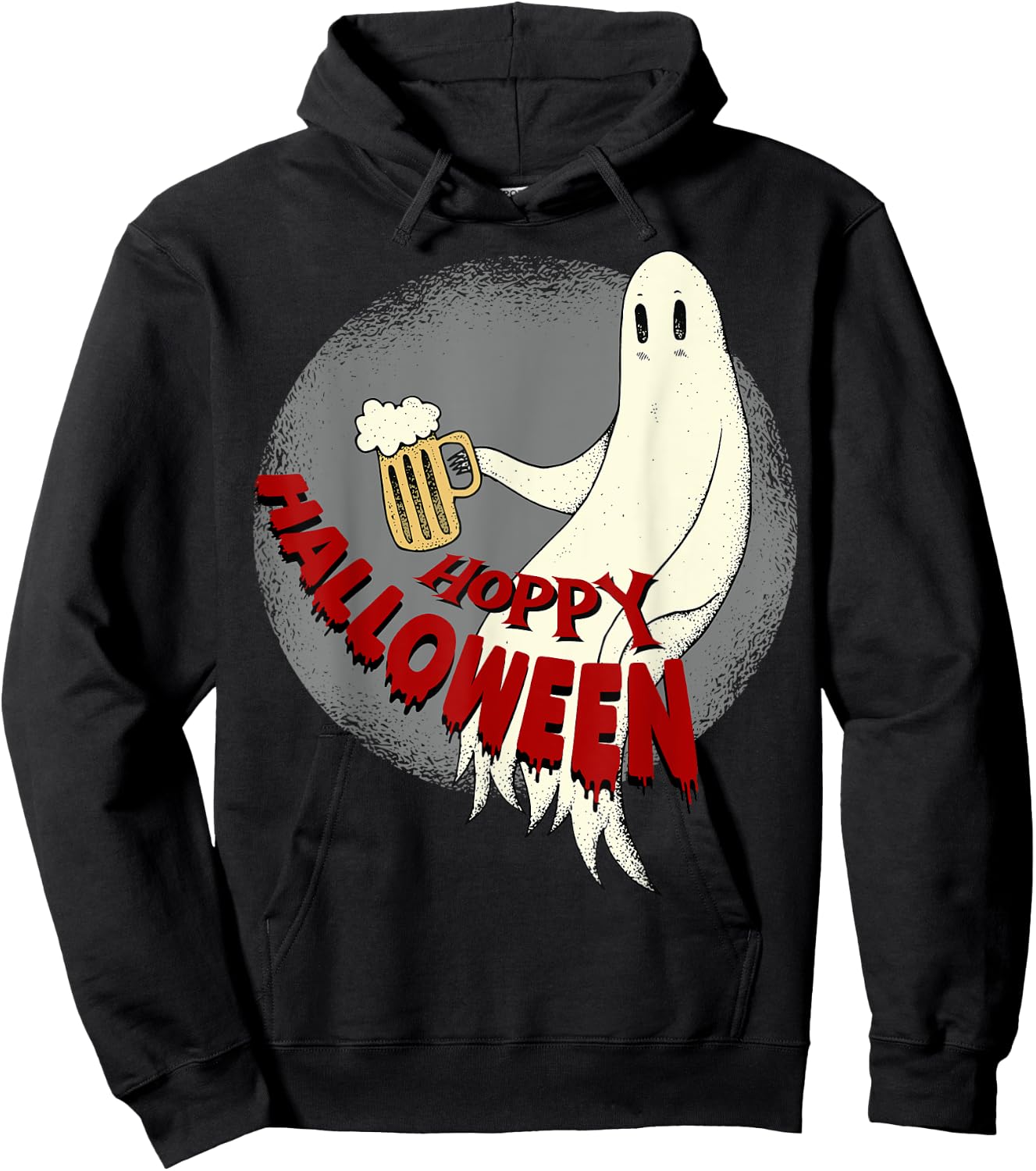 Ghost With Beer Mug Funny Hoppy Halloween Hoodie - Hoodie | Black