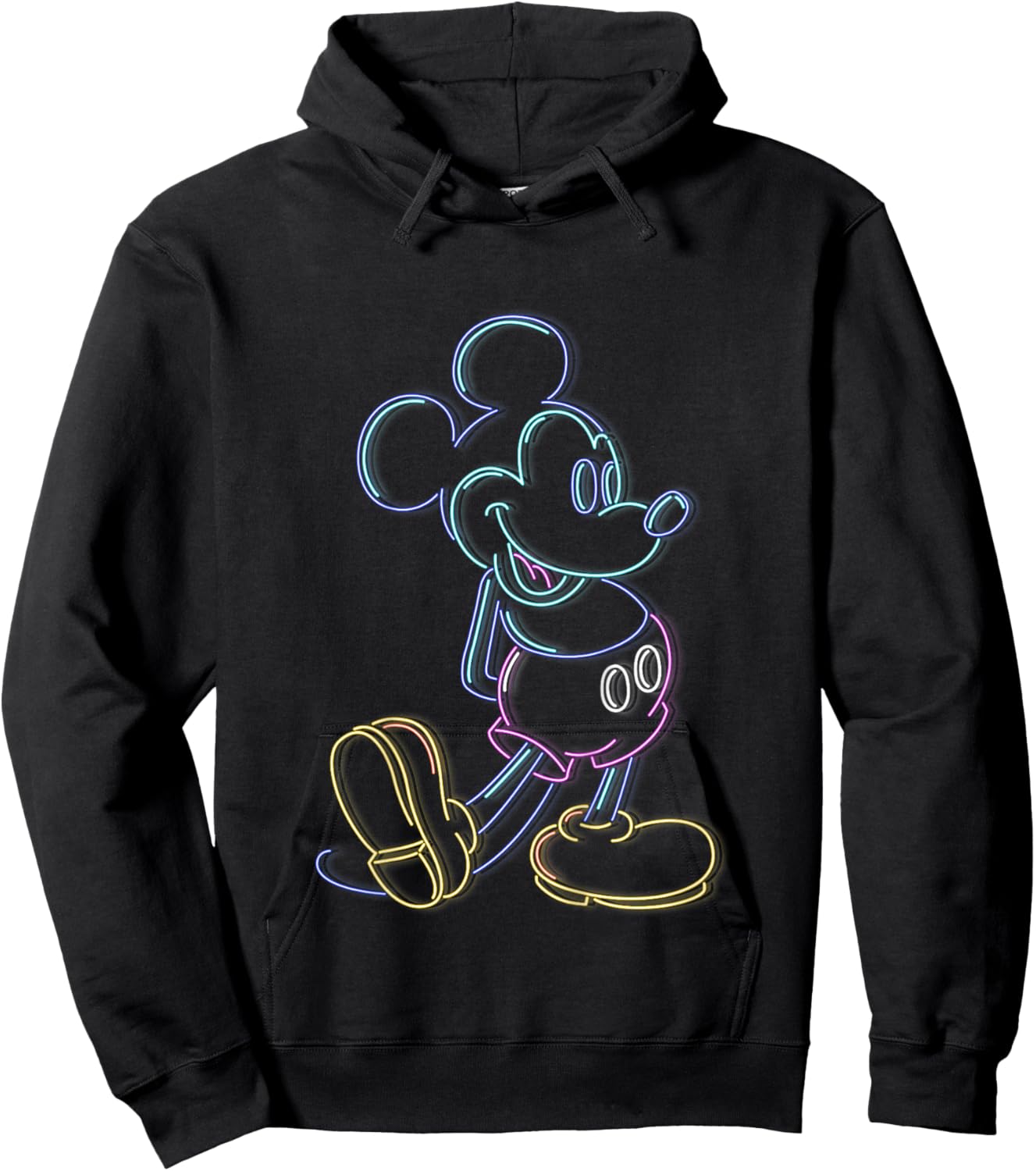 Kids Disney Mickey And Friends Mickey Neon Lights Sign Logo Hoodie - Hoodie | Black