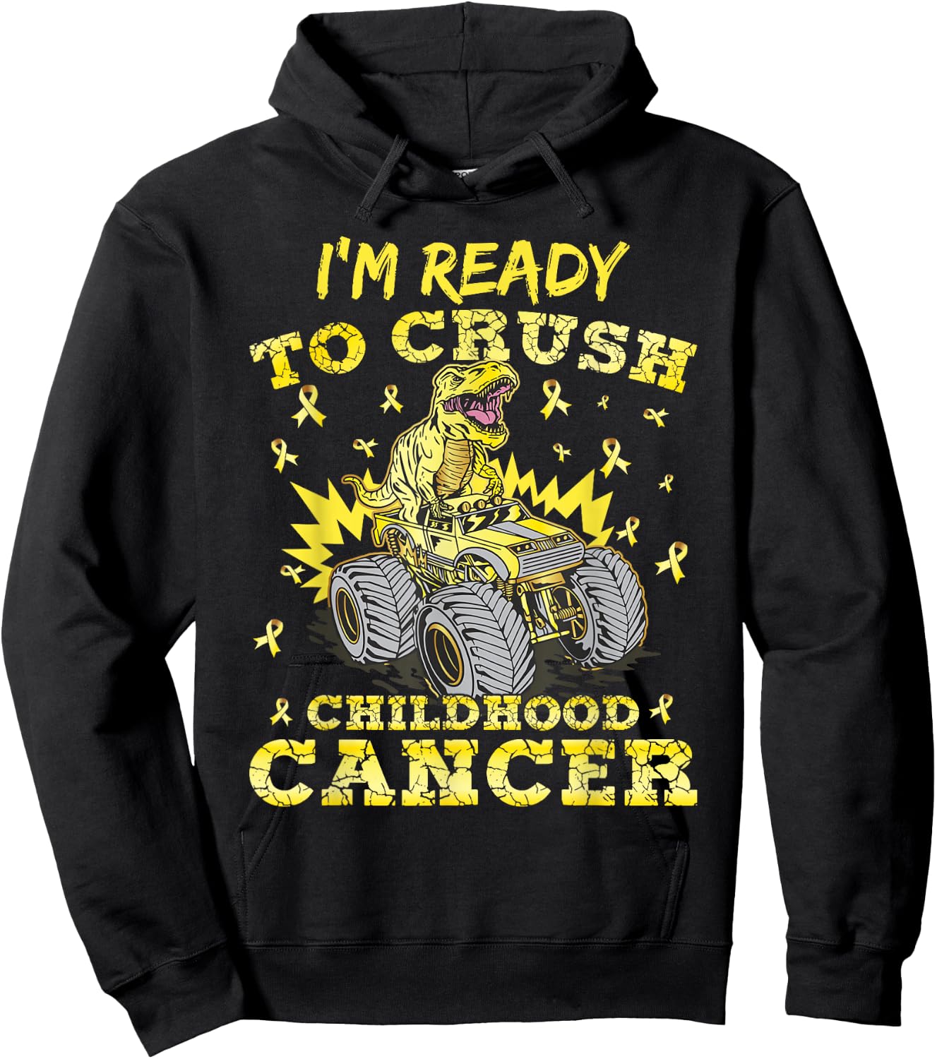 Childhood Cancer T Rex I'm Ready To Crush Childhood Cancer Hoodie - Hoodie | Black