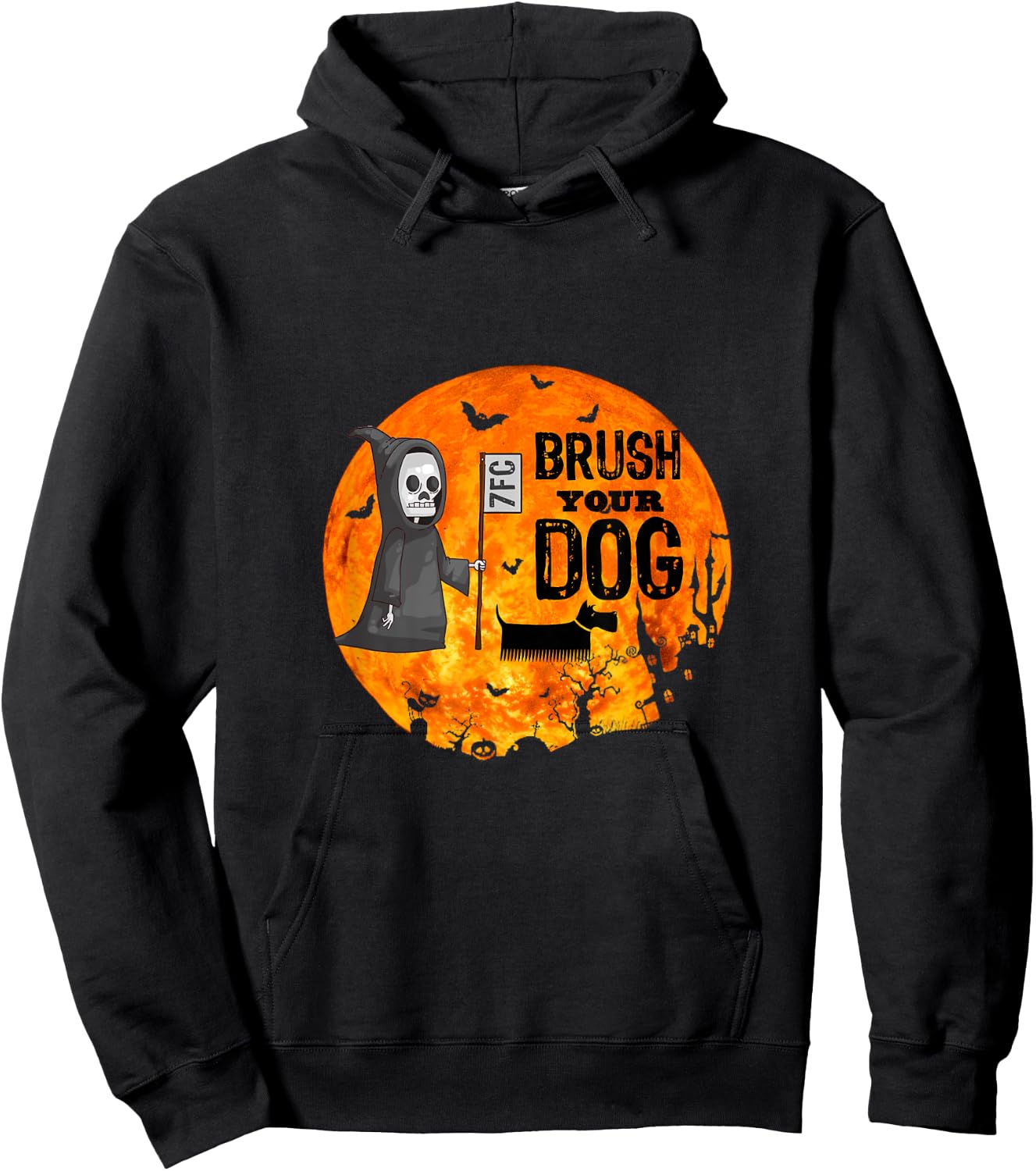 Funny Dog Groomer ,Brush Your Dog Grooming reaper Halloween Hoodie - Hoodie | Black