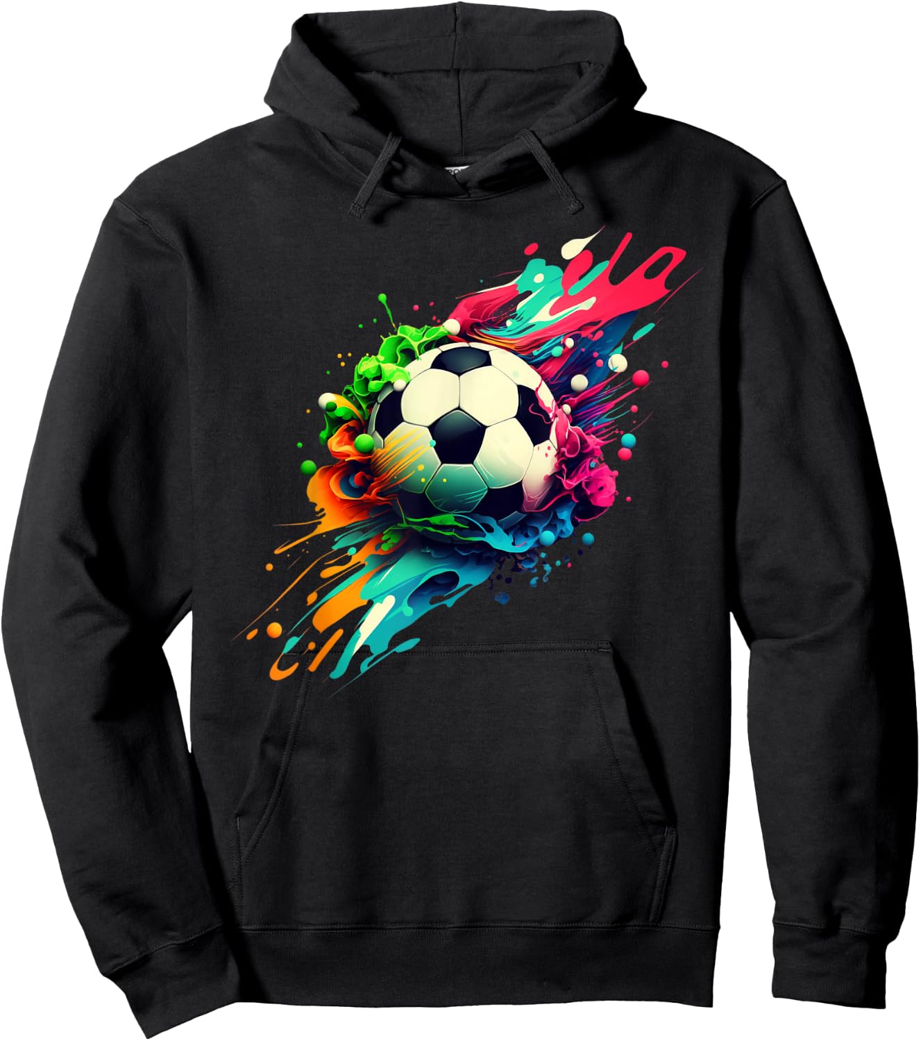 Football with Colourful Paint Splashes Party Crew Hoodie - Hoodie | Black
