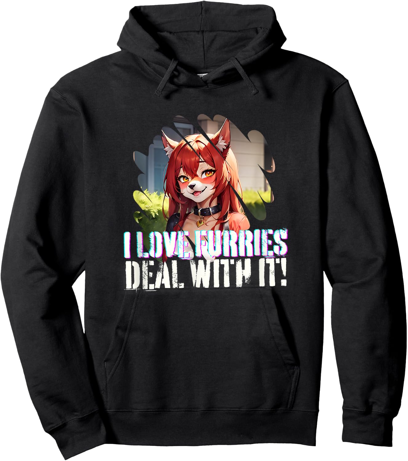 I Love Furries Furry Lover Stuff - Furry Fandom Anime Girl Hoodie - Hoodie | Black