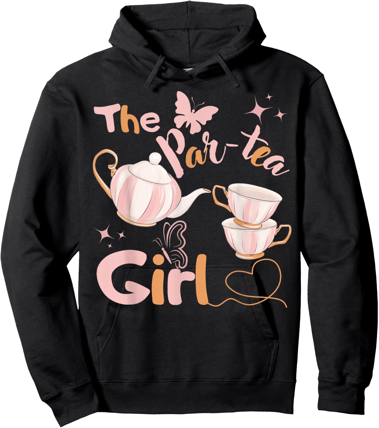 Girl 2nd Birthday Teapot Pastel Color Tea for Two Bday Party Hoodie - Hoodie | Black