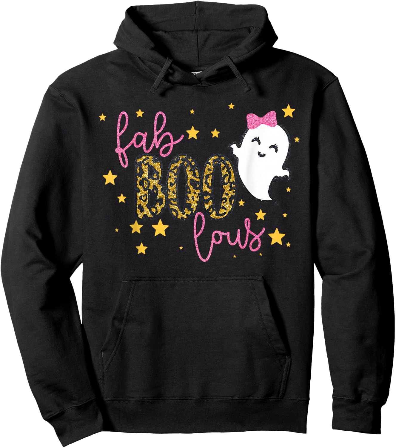 Funny Cute Boo Ghost Halloween Fab-Boo Lous Leopard Hoodie - Hoodie | Black