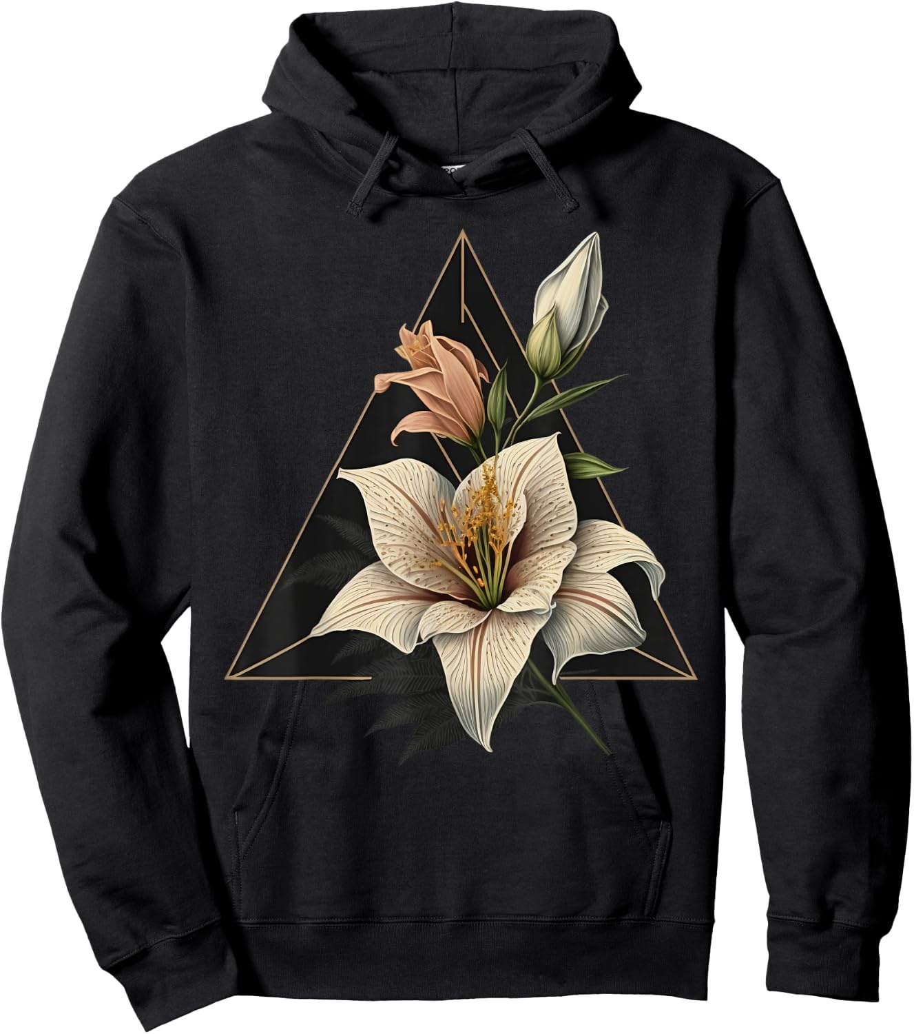 Abstract Geometric Lily Hoodie - Hoodie | Black