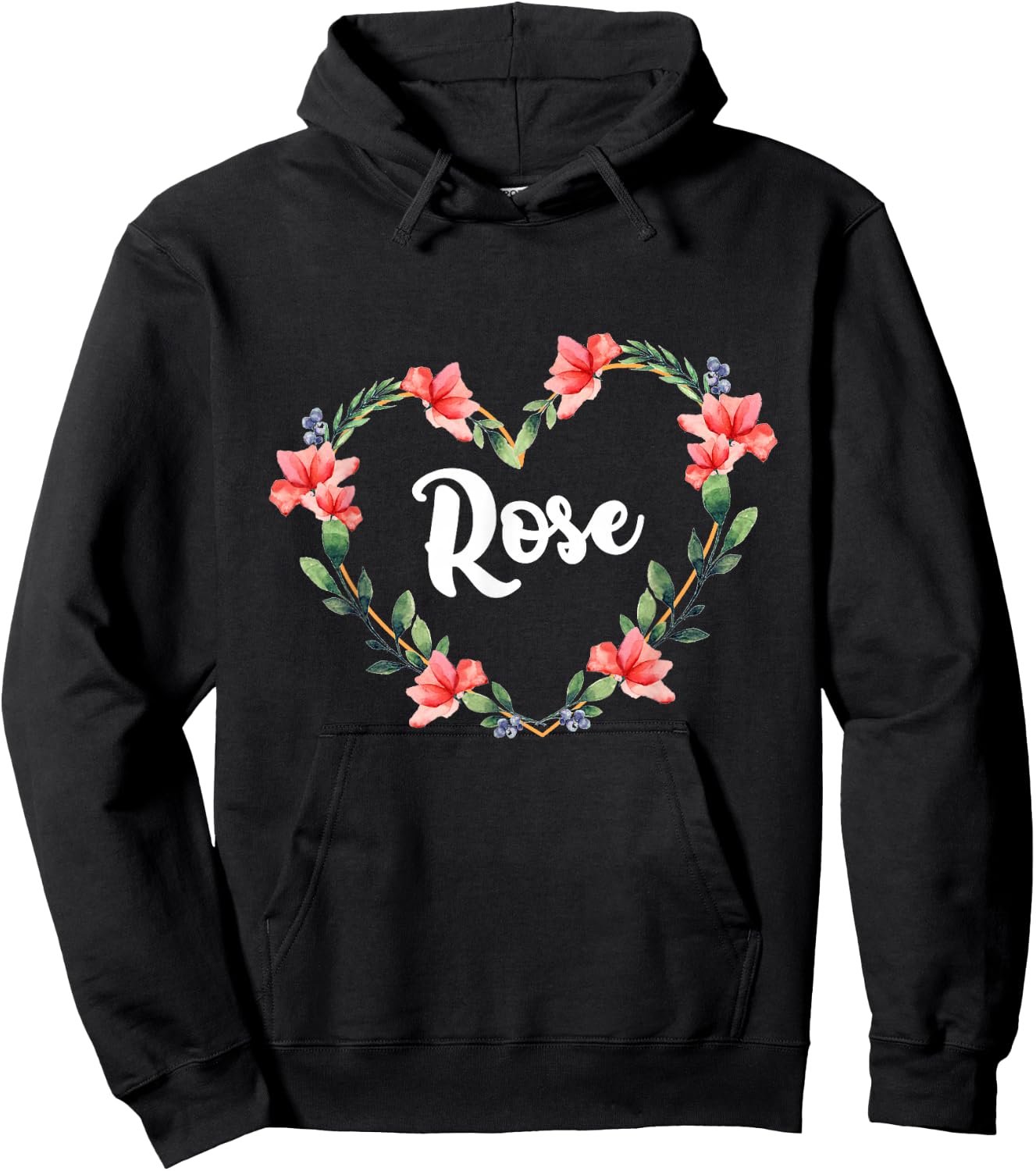 Rose Flower Heart Personalized Name Rose Hoodie - Hoodie | Black