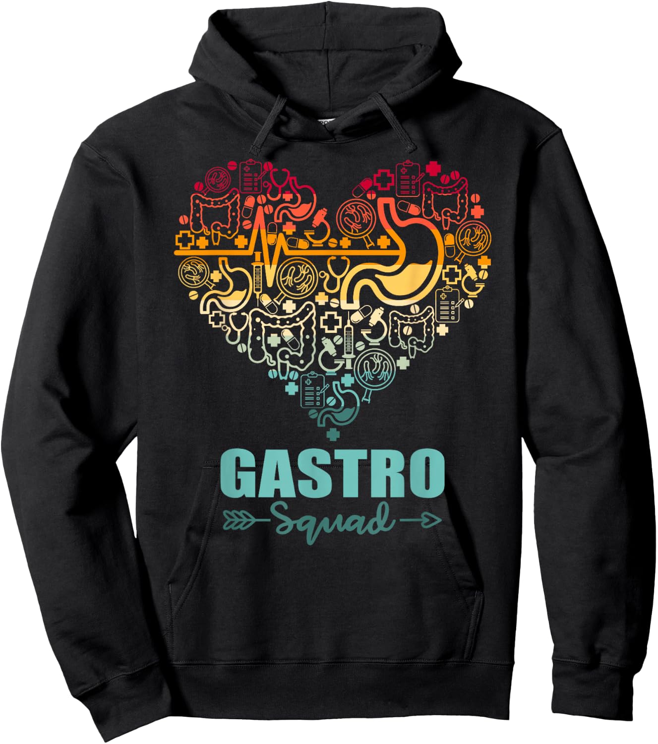 Gastro Squad Heart Funny Gastroenterology Team Hoodie - Hoodie | Black