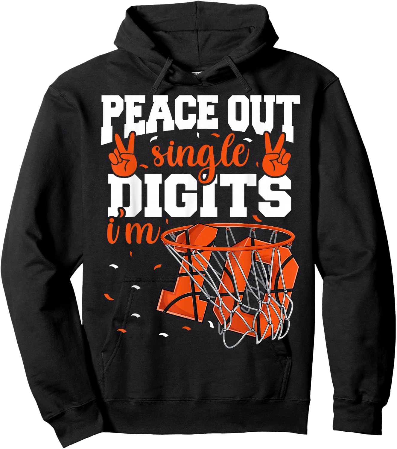 10th Birthday Shirts Boys Basketball Peace Out Single Digits Hoodie - Hoodie | Black
