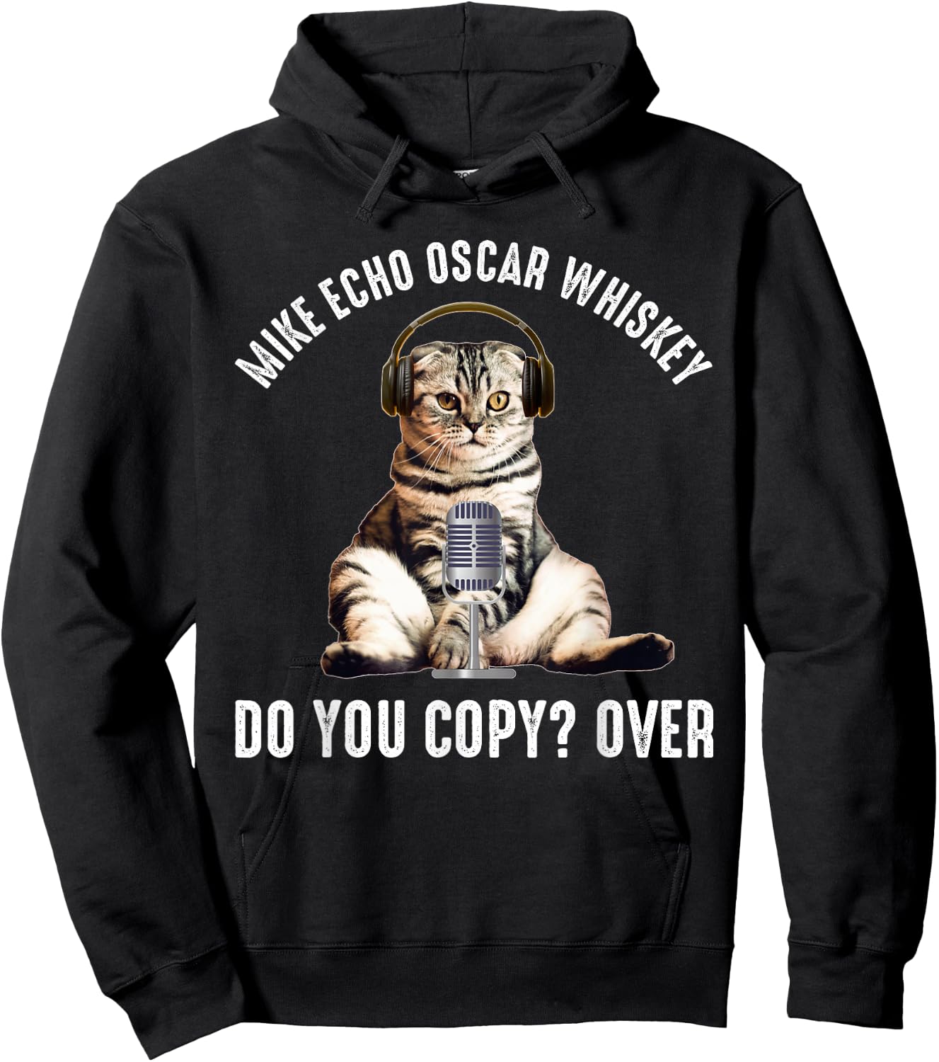 Mike Echo Oscar Whiskey Funny Ham Radio Cat Hoodie - Hoodie | Black