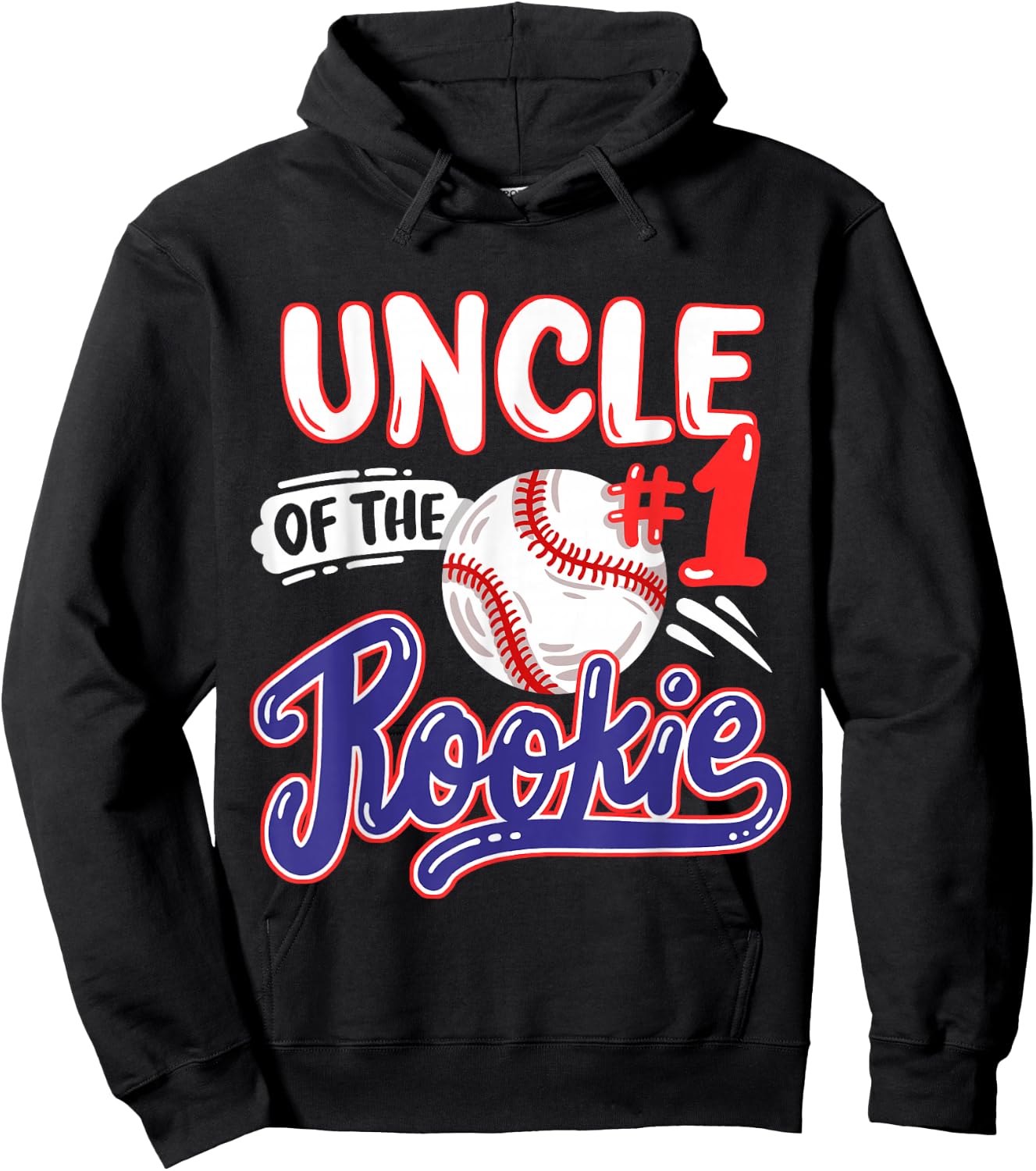 Uncle of Rookie 1st Baseball Birthday Party Theme Matching Hoodie - Hoodie | Black