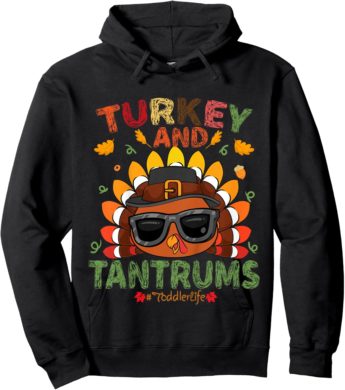 Turkey And Tantrums Toddler Life Thankful Gobble Kids outfit Hoodie - Hoodie | Black