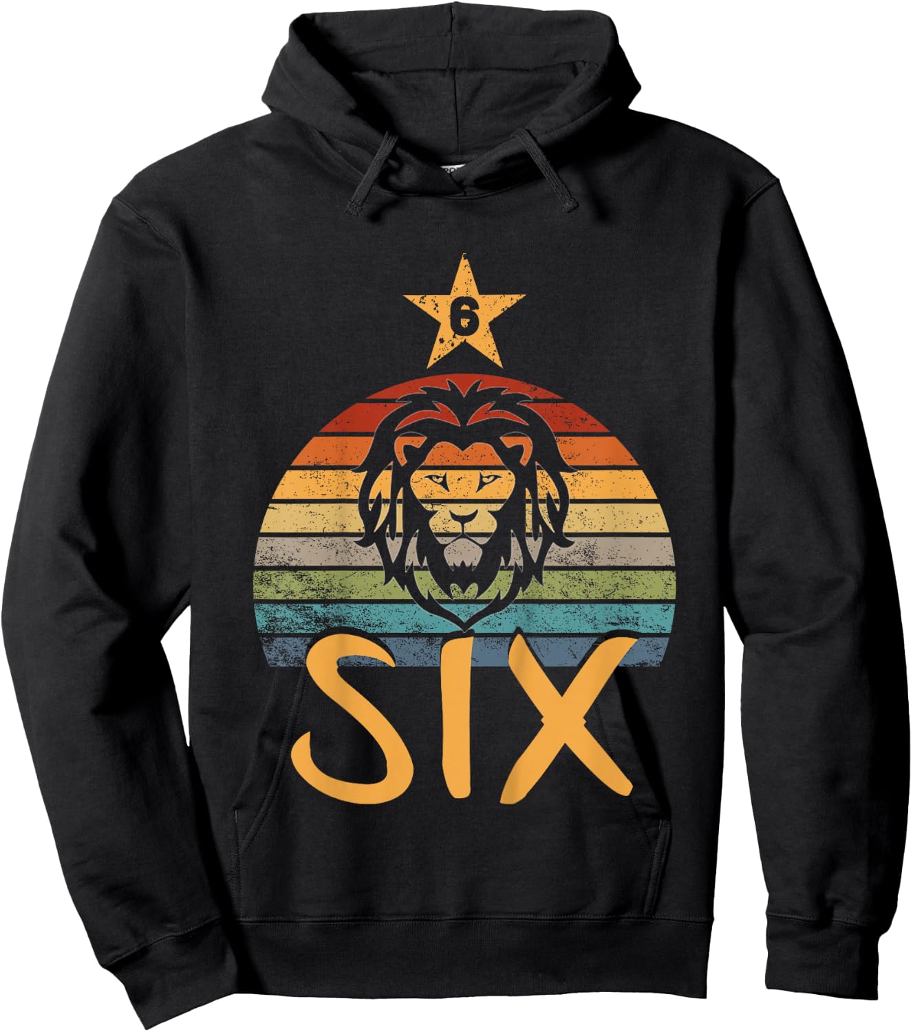 Lion Birthday 6 Year Old Lion 6th Birthday Boy Girl Hoodie - Hoodie | Black