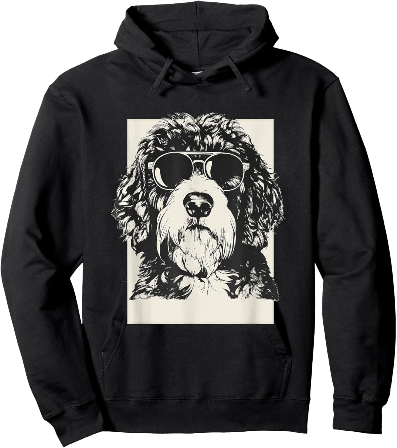 Saint Berdoodle Sketch Dog Funny Art Sketch Men Women Girls Kids Hoodie - Hoodie | Black