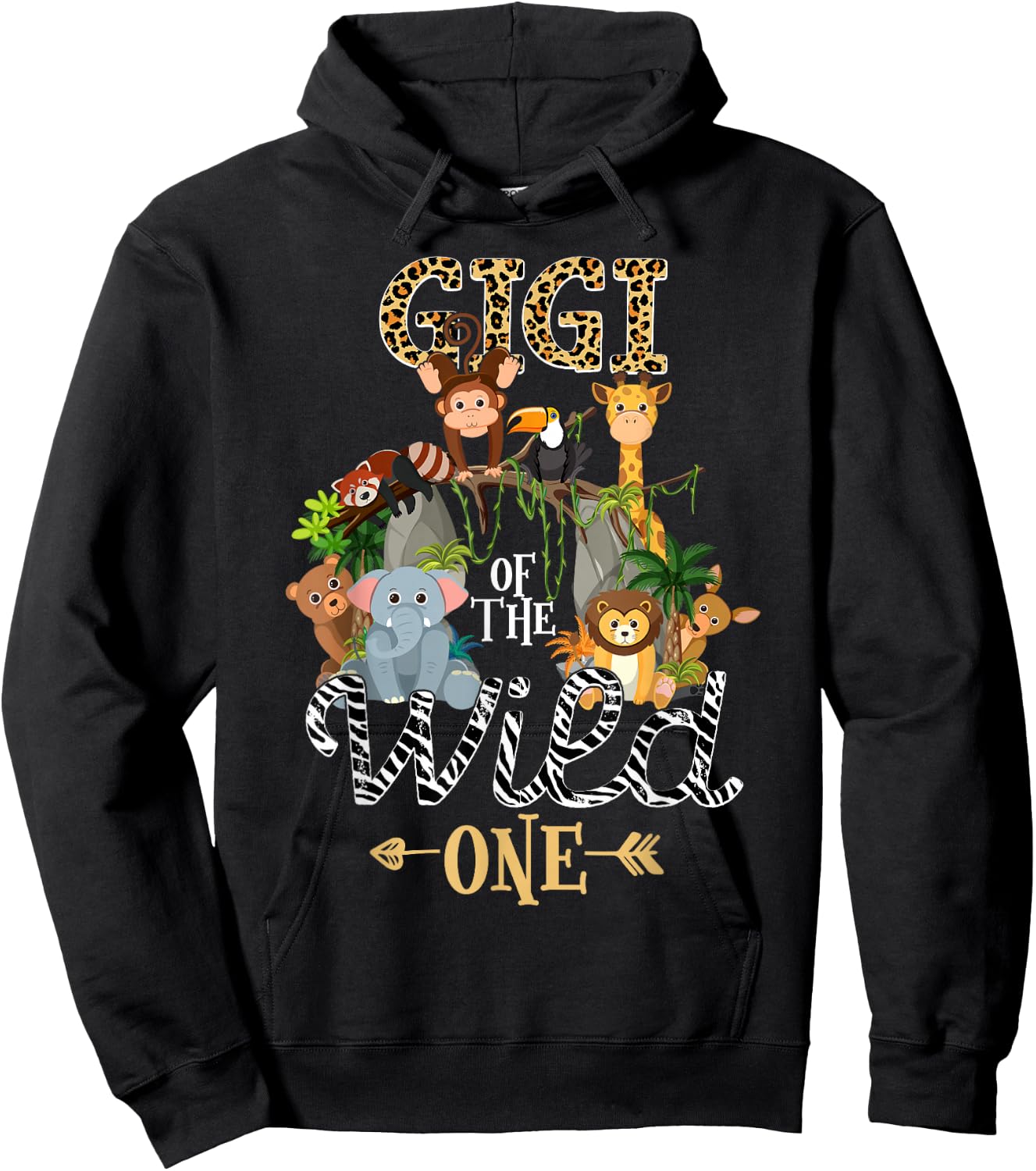 Gigi of the Wild One Zoo Birthday Woodland Animals Hoodie - Hoodie | Black