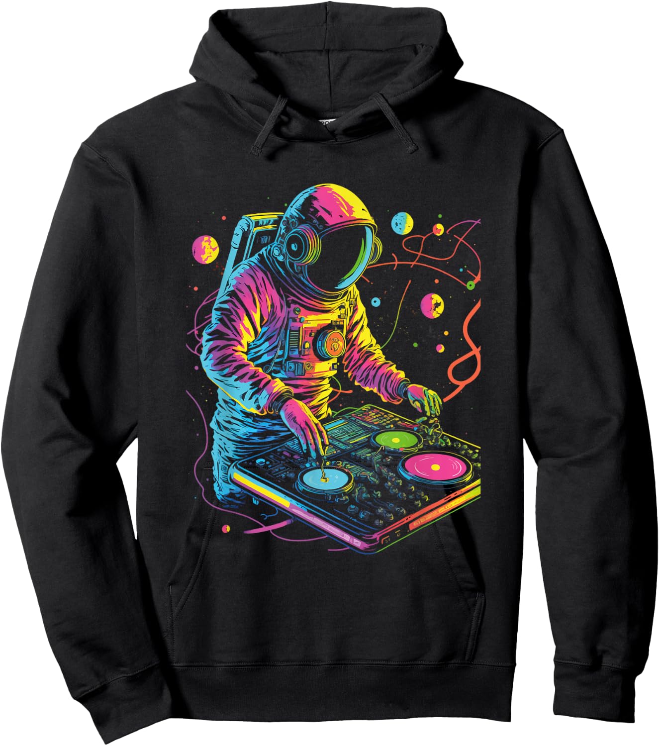 Astronaut DJ, DJing in Space, EDM cool Graphic Hoodie - Hoodie | Black