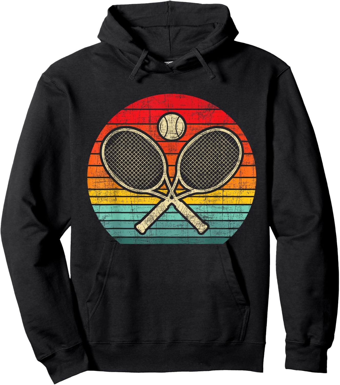 Retro Vintage Crossed Tennis Racket - Sports Lover Hoodie - Hoodie | Black