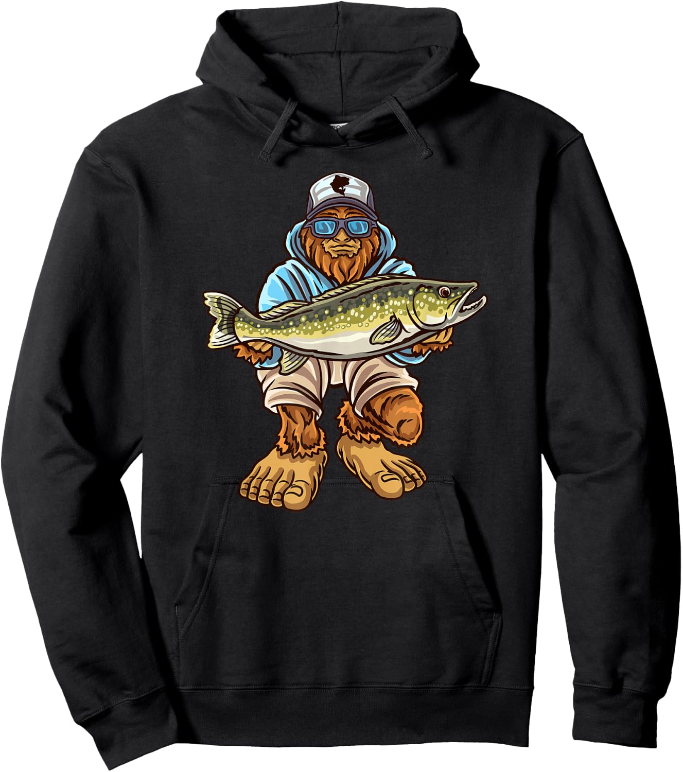Walleye Fishing Sauger Hunting Bigfoot Fishermen Hoodie - Hoodie | Black