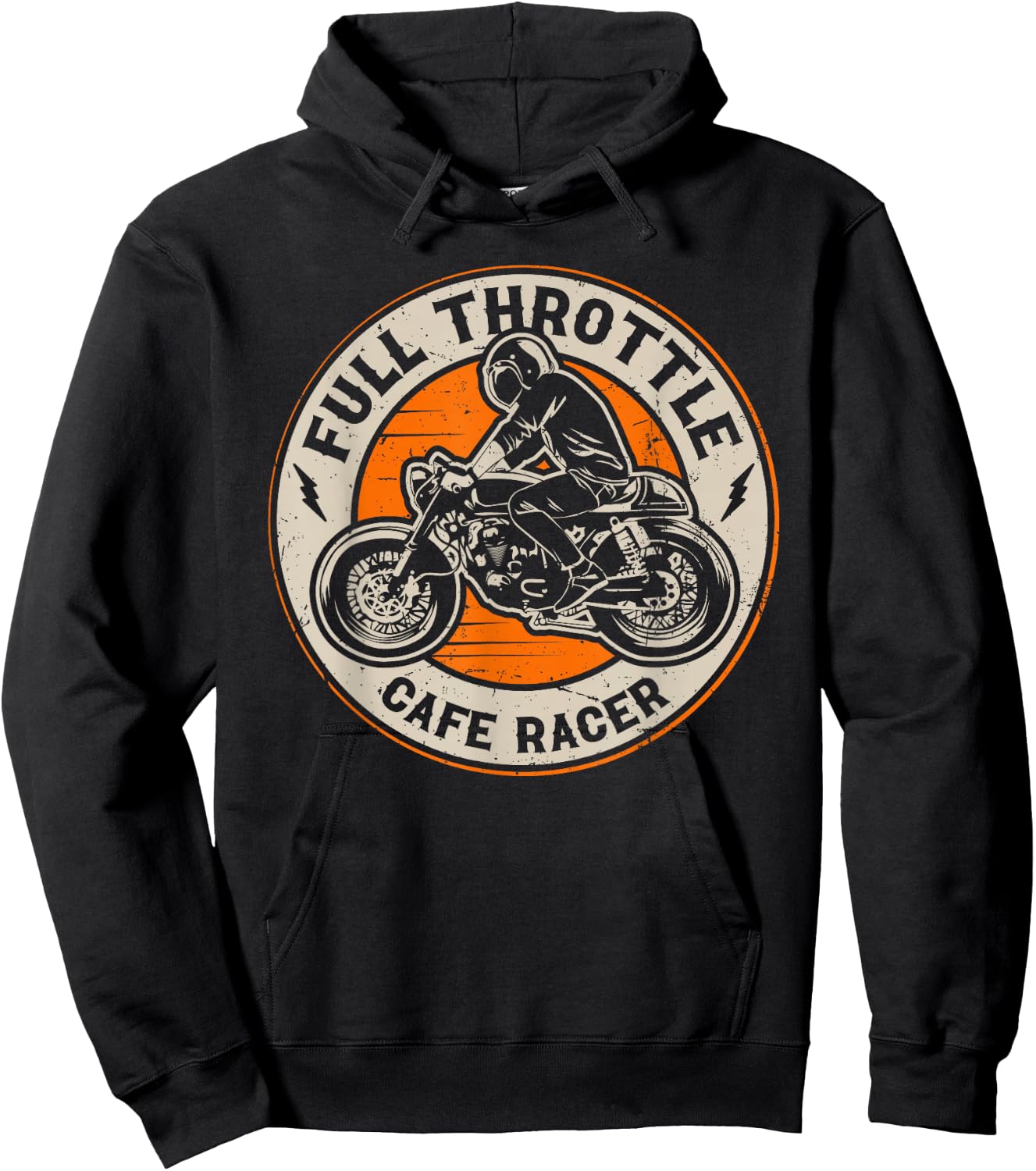 Full Throttle - Vintage Badge Cafe Racer Hoodie - Hoodie | Black