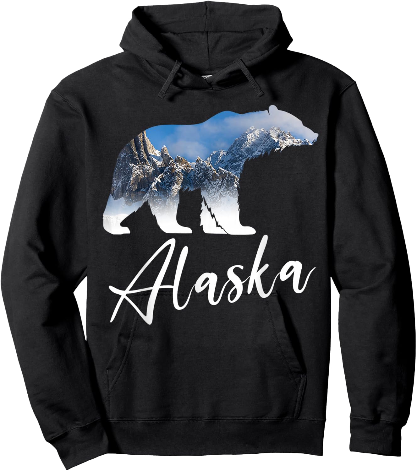 Alaskan Mountains Bear Grizzly Alaska State Souvenirs Hoodie - Hoodie | Black