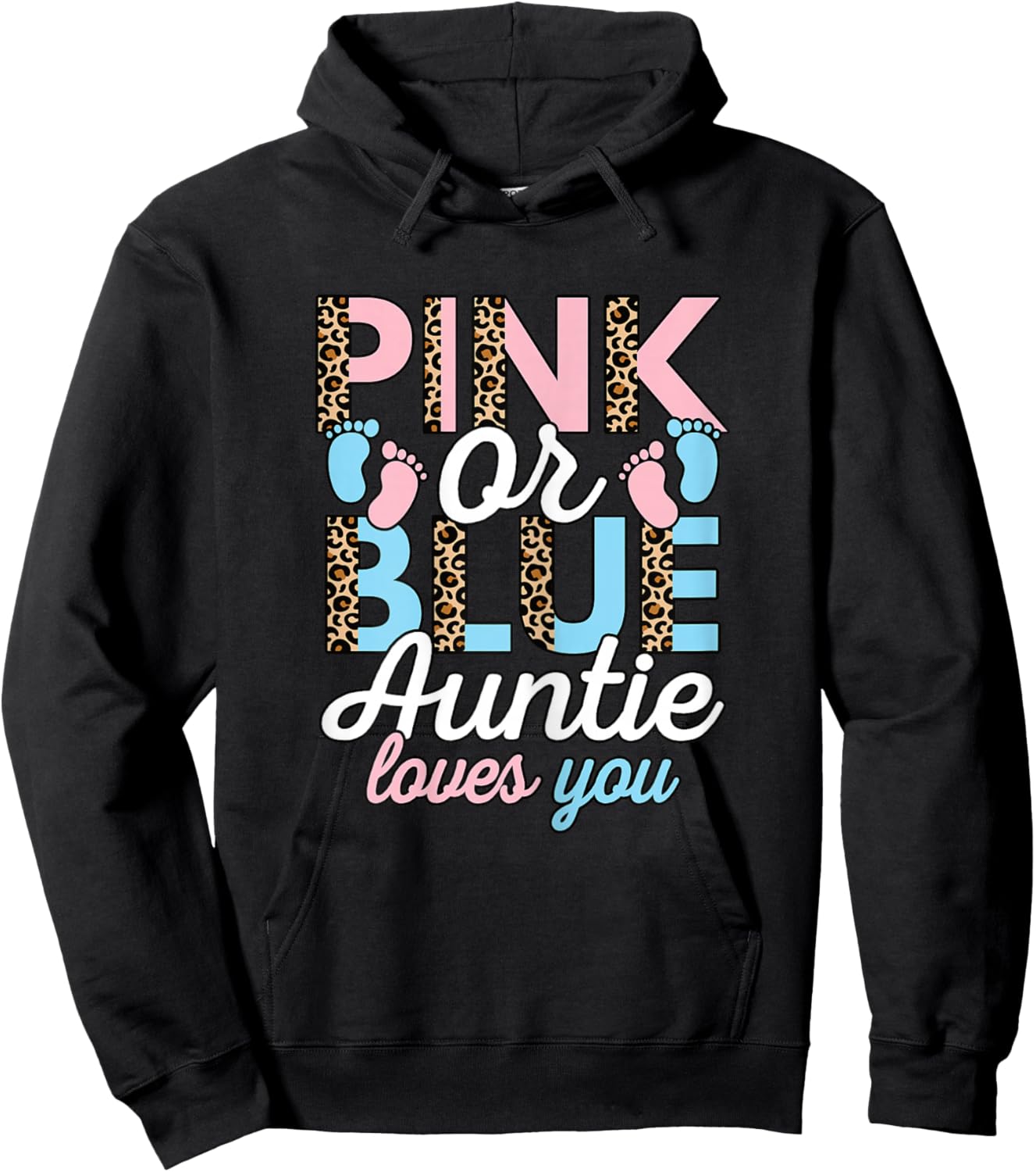 Pink Or Blue Auntie Loves You Gender Reveal Aunt Women Hoodie - Hoodie | Black