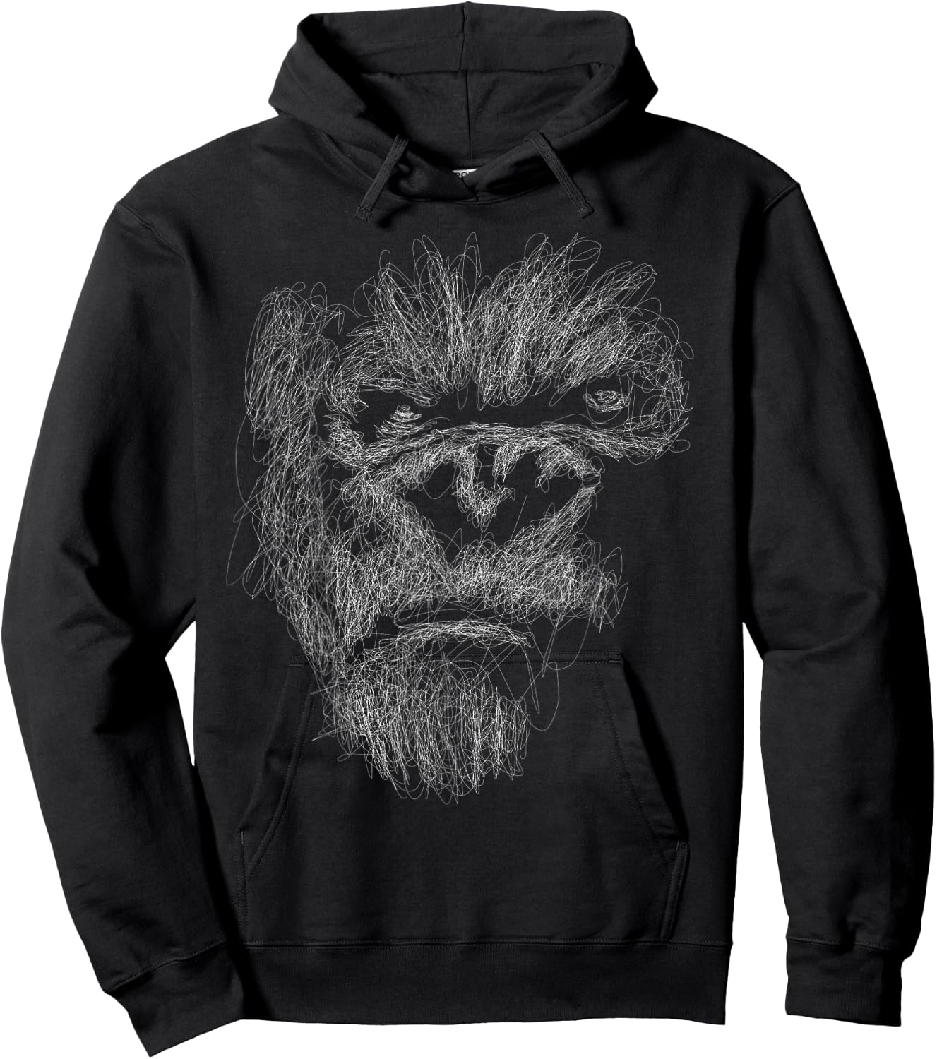 gorilla head scribble art face for lover Silverback animal Hoodie - Hoodie | Black