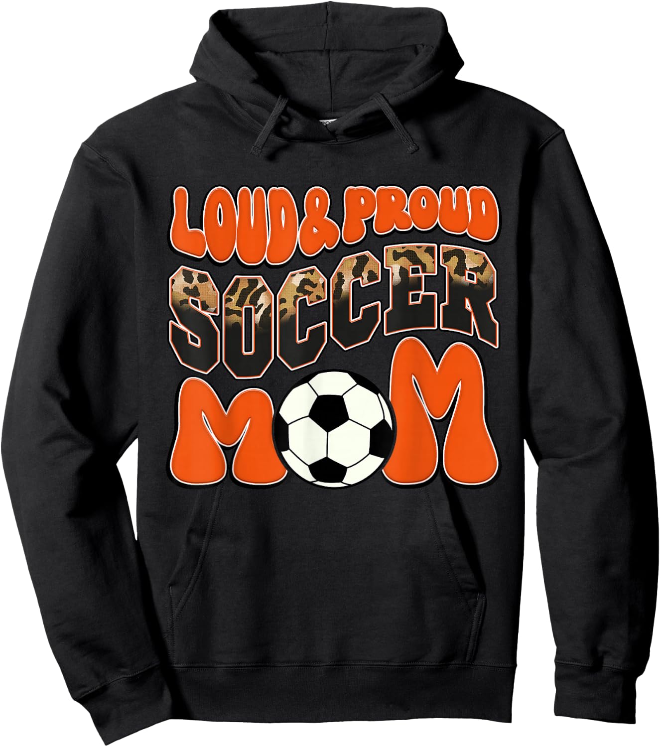 Loud Proud Soccer Mom Orange Team Leopard Soccer Mom Squad Hoodie - Hoodie | Black