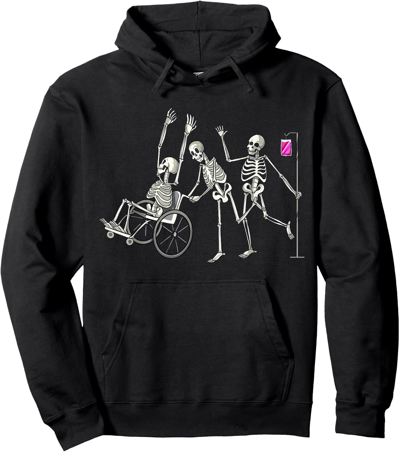 Nurse Skeletons Funny Halloween Healthcare CNA Medical Crew Hoodie - Hoodie | Black