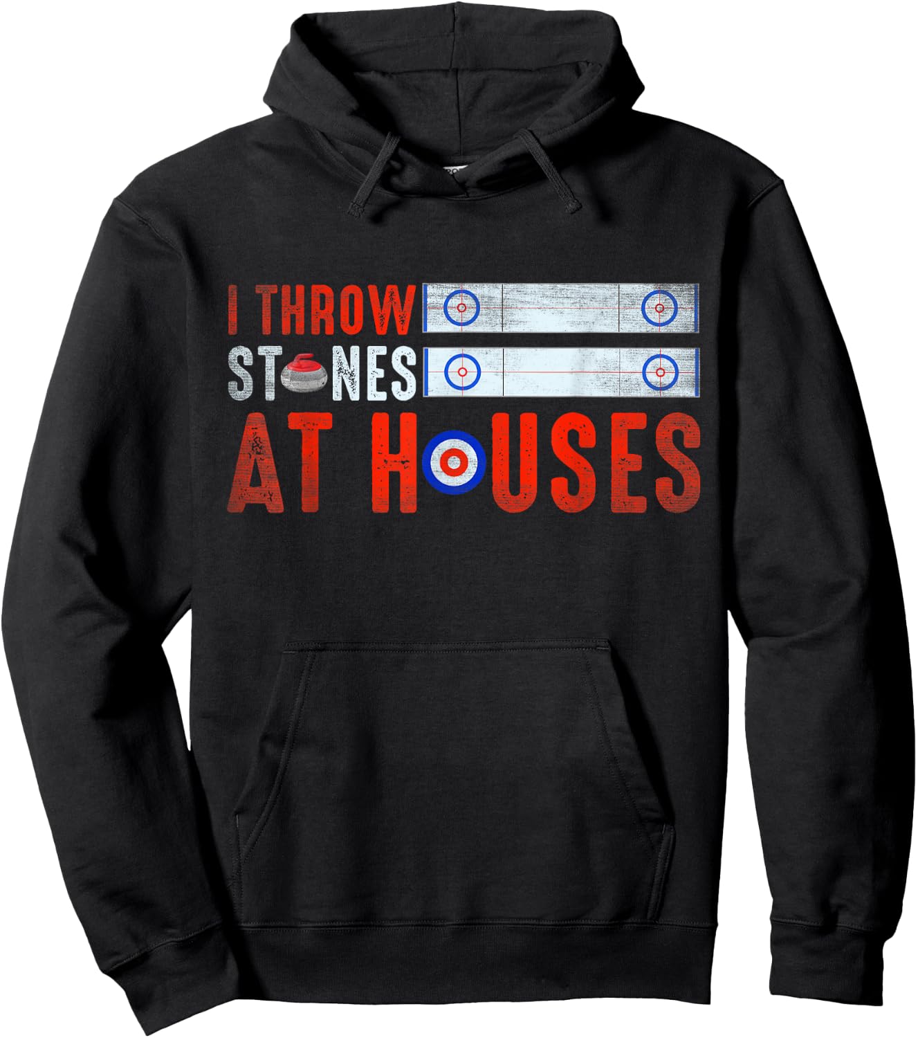 I Throw Stones At Houses Funny Curling Hoodie - Hoodie | Black