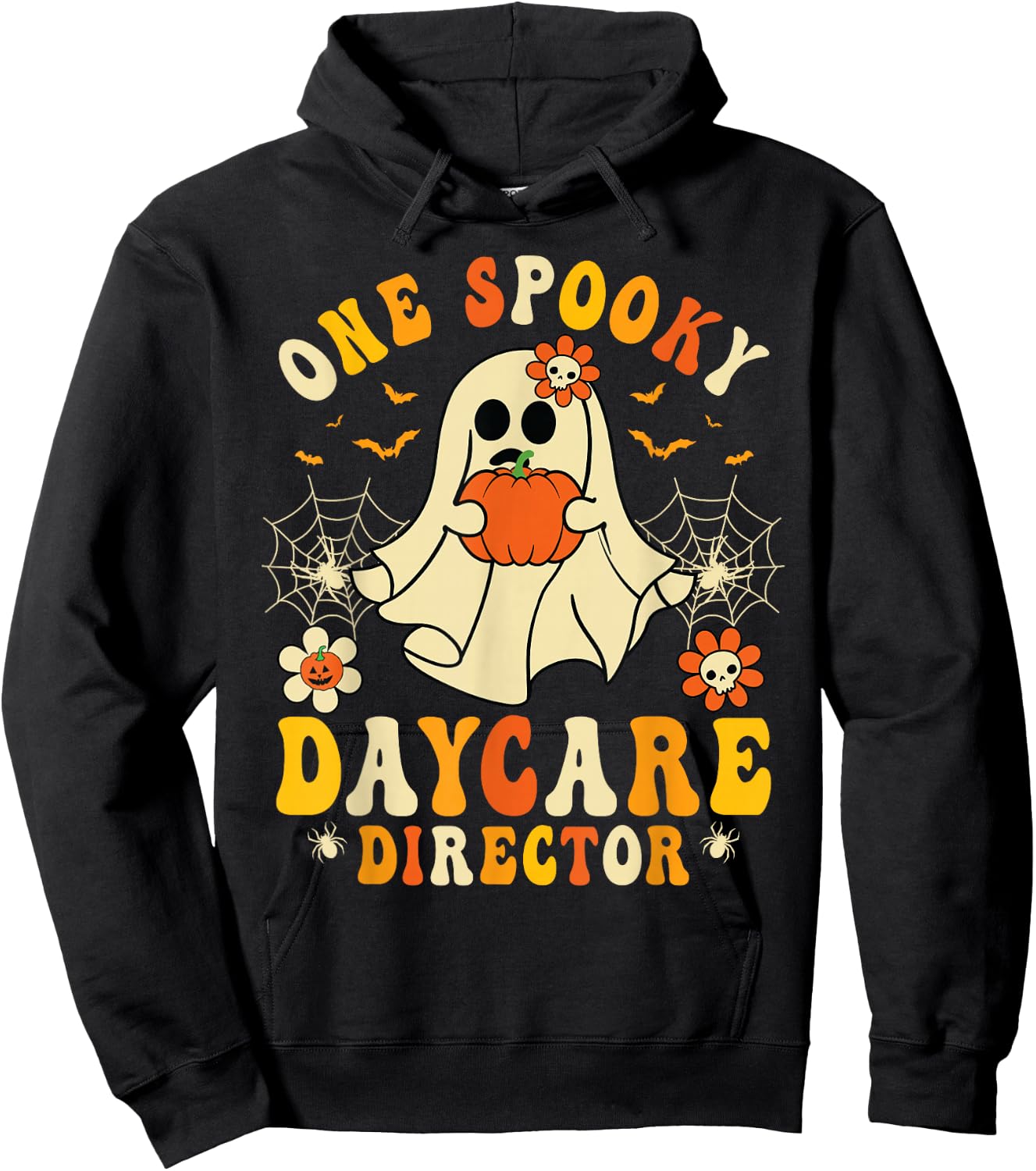 One Spooky Daycare Director Retro Halloween Ghost Pumpkin Hoodie - Hoodie | Black