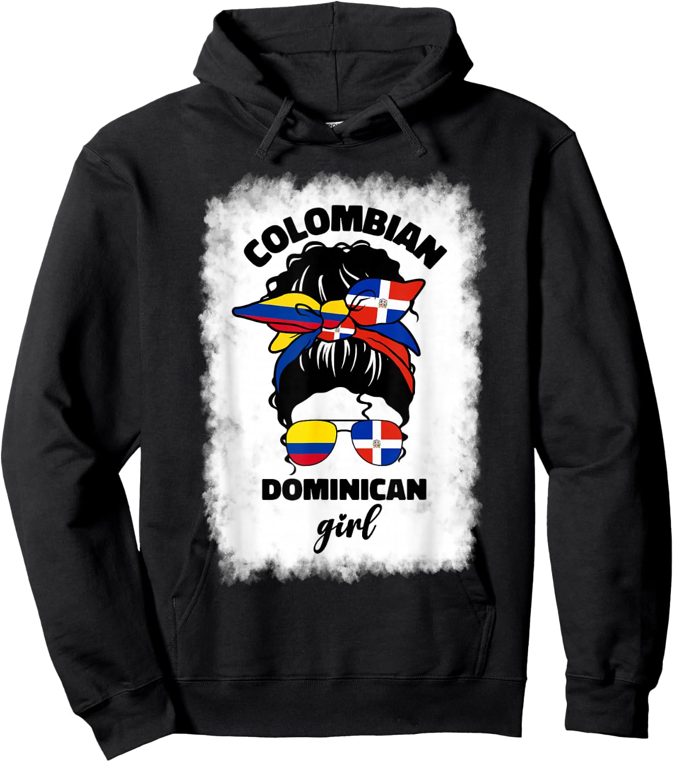 Half Dominican And Colombian Colombia Flag Girl Girls Mix Hoodie - Hoodie | Black