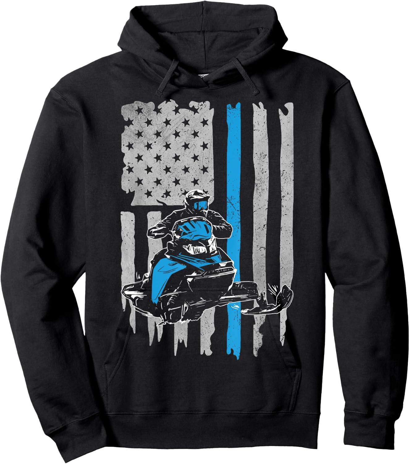 Snowmobile American Flag Vintage Snowmobile Riding Hoodie - Hoodie | Black