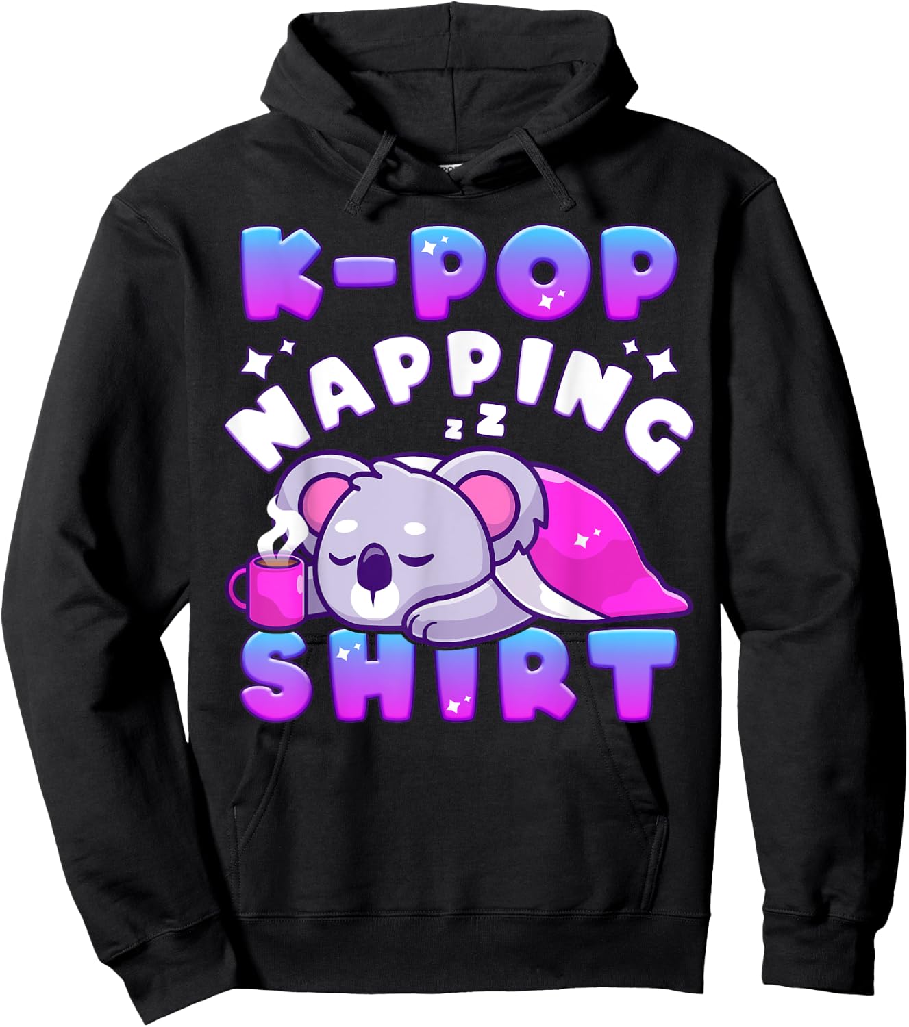 K-Pop Music, Sleeping Koala, Cute K-Pop Napping Hoodie - Hoodie | Black
