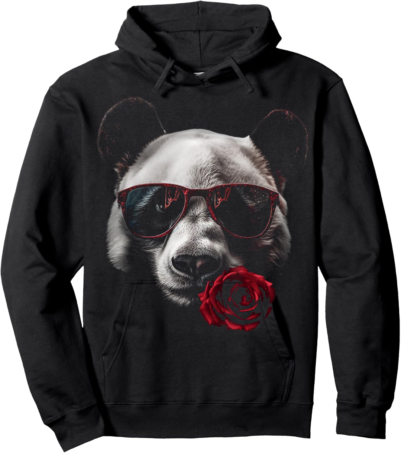 Panda Sunglasses Rose Artwork | Flowers Animal Panda Hoodie - Hoodie | Black