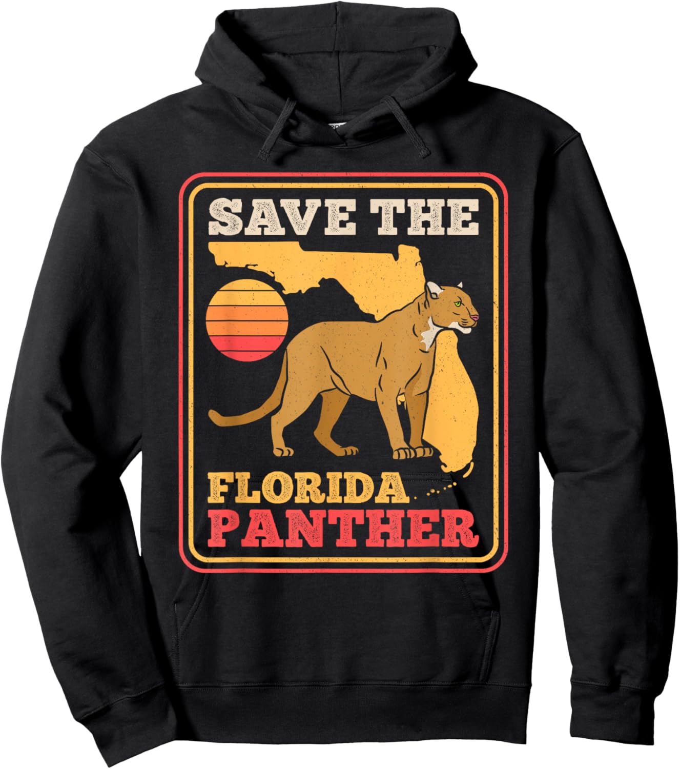 Save The Florida Panther Retro Wildlife Cougar Hoodie - Hoodie | Black